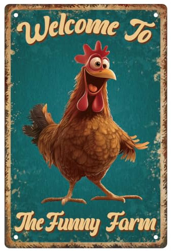 WEBEEDY Letrero de gallinero para granja, divertido letrero de metal de estaño de granja, póster de hojalata para decoración de pared, patio, cafetería, decoración de pared, 20 x 30 cm