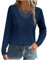 Women's Long Sleeve Elegant Dressy Tunic Tops Waffle T-Shirts Plain Loose Casual Sweatshirt Crewneck Pullover Lace Blouse Ladies Work Office Tee Shirts