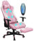 Douxlife Gaming Stuhl, mit 7 Punkt Massage, Fußstütze, Ergonomischer Bürostuhl, 90-175° Rückenlehne Einstellbar, Verstellbare 2D Armlehne, PC Gamer Stuhl Schreibtischstuh, 180KG, Rosa