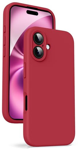 Supdeal Liquid Silicone Case for iPhone 16 Plus - [Camera All-Round Protection] [Soft Microfiber Lining Anti-Scratch] 4 Layer Full Covered Shockproof Gel Rubber Phone Case Cover, 6.7, Red