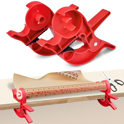 Vibbang Geschenkpapier Schneider für Rollen, Geschenkpapier Schneider Cutter, Tisch Geschenkver Packungswerkzeug, Tragbare Papierschneider Mit Integriertem Klebebandspender Wrapping