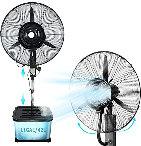 WANGXLGD Ventilador de nebulización oscilante portátil con Tanque de 11 galones, Ventilador de Pedestal oscilante Industrial para Exteriores, 3 configuraciones de energía (81cm/31.9in)