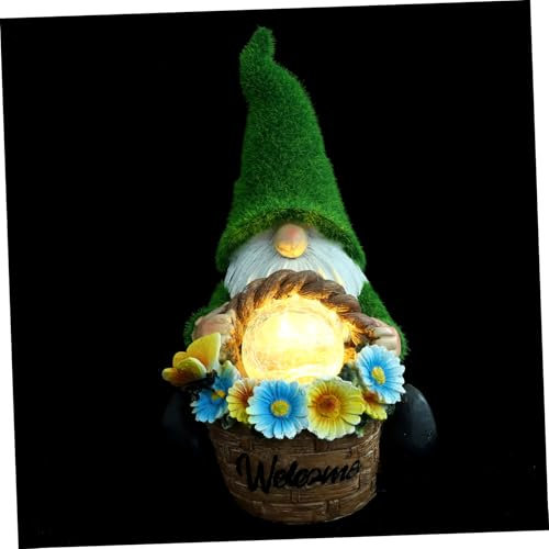 Yardwe Statue De Nain De Jardin À Led Solaire En Résine Décoration Artisanale À Énergie Solaire Pour Paysage
