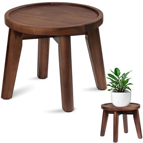 Demigo Pflanzenständer für den Innenbereich, 20,3 cm hoch, Akazienholz, Pflanzenregal, Dunkelbraun