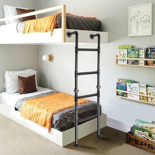 Yowikuw Escalera Litera 146 cm, Escalera 4 Peldaños Montaje Pared Suelo