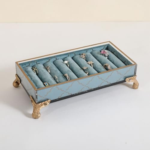GemeShou Portaanelli in velluto con fessure per organizzatore gioielli, Supporto espositivo per anelli e orecchini azzurro in vendita, Vassoio espositivo in feltro per gioielli 【azzurro chiaro】