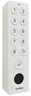 tedee Keypad PRO, Abre la Puerta con la Huella Digital o con un código de Forma rápida y cómoda, hasta 100 PIN y 100 huellas dactilares, Accesorio tedee Smart Lock, Bluetooth (Blanco)