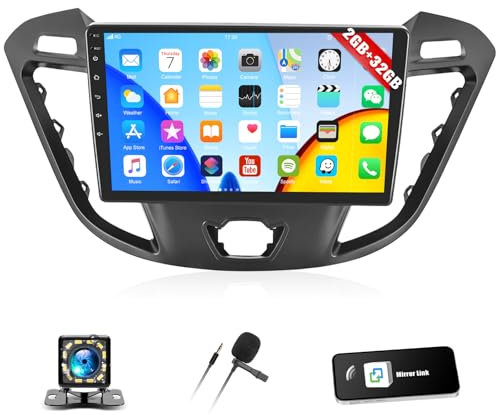 2+32GB Android 13 Autoradio für Ford Transit Custom Tourneo 2013-2018 mit Mirror Link, 9 Zoll HD 1080P Touchscreen Radio mit Bluetooth WiFi GPS-Navigation FM/RDS USB SWC+Rückfahrkamera