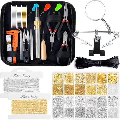 BRAVECOW Jewelry Making Kits Adults Jewelry Repair Supplies Kit Tools, Permanent Charm Bracelet Earring Necklace Jewelry Wire Hobbies for Women Girl Gift
