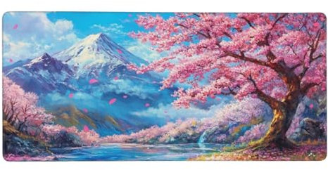 Japon Tapis de Souris XXL 1000 x 500 x 4mm Grand Tapis de Souris Gamer, Arbre Tapis Souris avec Bords surpiqués et Base en Caoutchouc antidérapante pour Clavier et Souris, Decoration Cadeaux-GZ1297