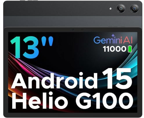 DOOGEE Tab E3 Pro Android 15 Tablet 13 Inch(2025), Helio G100 AI Android Tablets 32GB+256GB/2TB, 11000mAh Battery Gaming Tablet with Sim Card Slot, OTG Reverse Charging/3.5mm Jack/13MP/5G WiFi, Black