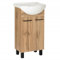 VBChome Badezimmer Unterschrank mit Waschbecken 45 cm stehend Eiche Wotan Loft Stil Keramik Aufsatzwaschbecken Waschtischunterschrank Matte Oberfläche Schwarze Griffe verstellbare Füße modern