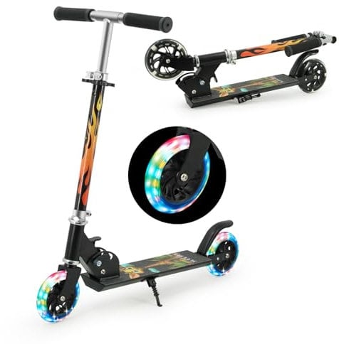 TENBOOM Roller Kinder Scooter 6 Jahre, 2 LED aufleuchten Räder Tretroller Kinder Roller 3 Jahre Mädchen Jungen Klappbar höhenverstellbar hinterradbremse Roller für 3-10 Jahre