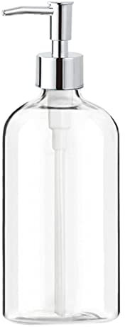 Feriany Dispensador de jabón de cristal transparente con bomba de 16 onzas dispensador de jabón líquido rellenable para el baño