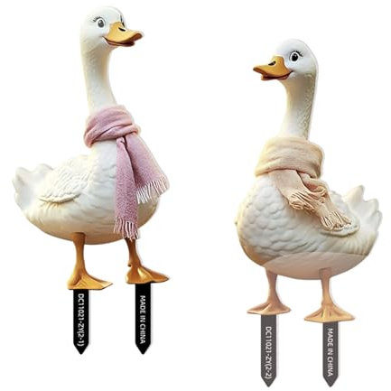2 Stück Ente Gartenstecker, 2D dekostecker Garten, wetterfest Gartendeko, Garten deko draußen Figuren, Terrassen-Dekorationen, Für Terrassen, Rasenflächen und Außenbereiche 8x15 cm (2PC)
