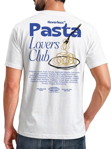 Neverless® Herren T-Shirt Backprint Pasta Lovers Club Nudeln Italien Grafikshirt Sommer Fashion Streetstyle Baumwolle