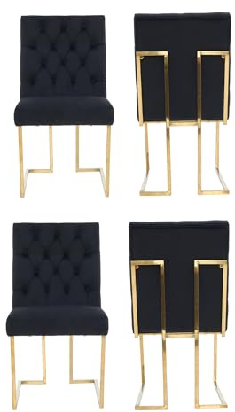 Siena Tufted Velvet Dining Chair – Luxury Upholstered Accent Chair with Gold Frame, Legs & Back Handle for Modern Glam Interiors Dining Room Living Room Restaurants
