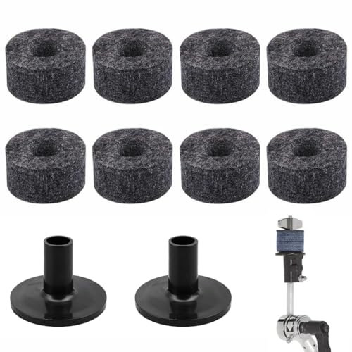 GNHG Set de Cymbales en Feutre, 8 Pièces de Feutre de Cymbale de Tambour de 2,5 cm, 2 Jeux de Cymbales, Rondes Rondelles En Feutre Doux Remplacement Pour Batterie Kit Ensemble