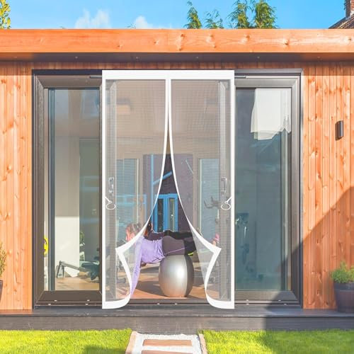 Zanzariera Magnetica 78 x 218 cm Zanzariera Magnetica per Porta Anti Zanzare Mosche Insetti Rete Fine Tenda, Bianco