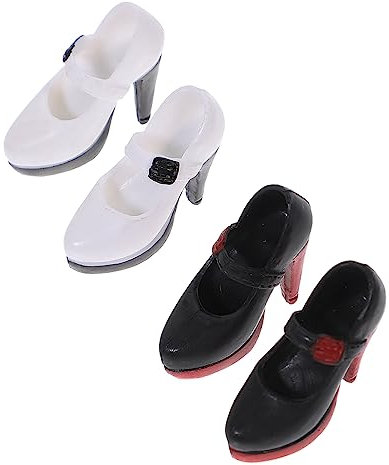 Garneck 2 Paar Puppen High Heel Schuhe Miniaturschuhe für Mädchen Puppenzubehör Hautfreundlich und Langlebig für Puppen Spiele