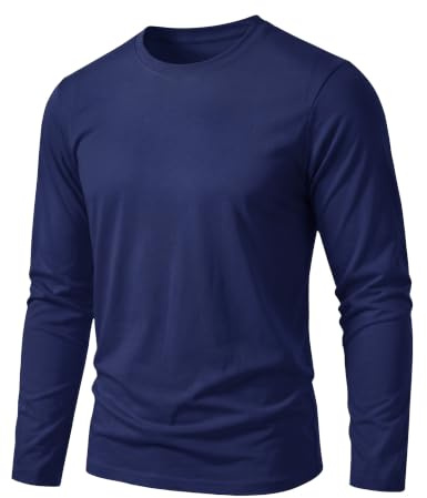 TACVASEN Langarmshirt Herren Baumwolle Regular Fit Basic Shirt Rundhal | Cotton long Sleeve, Crewneck Langärmliges, Weiche Freizeit Tshirt, Herbst, Regular Fit, Lässig, Dünne, Winter Casual Tee