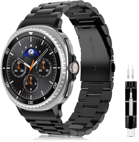 FINTIE Metall Armband Kompatibel mit Galaxy Watch 8/8 Classic - Edelstahl Uhrenarmband mit Doppelt Faltschließe für Galaxy Watch8 40mm 44mm/Watch8 Classic 46mm