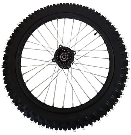 Dirtbike Komplettrad Pitbike Stahlfelge vorne 17 Zoll 70/100-17 | Ersatzreifen, 12mm Achse