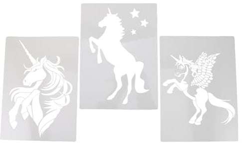 POPETPOP Pochoirs 3pcs en Papier Blanc pour Panneaux en Bois Licorne pour Activités Artistiques de Noël et Expérience Créative DIY Parent-garçon et Filles