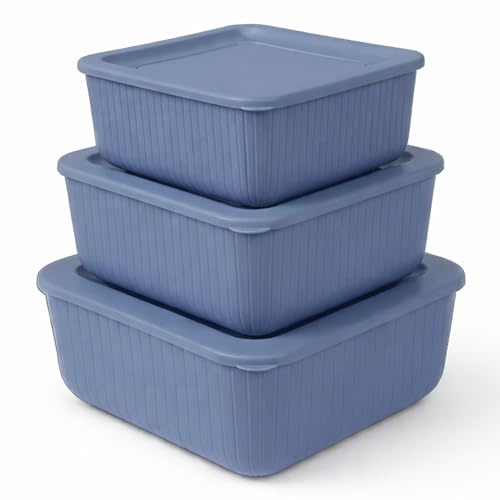 Pro Home Frischhaltedose mit Deckel 3er Set (0,5L, 1,0L, 1,5L) Luftdicht BPA-Frei aus Kunststoff FoodPrep Meal Prep Vorratsdose Clip und Close - Blau