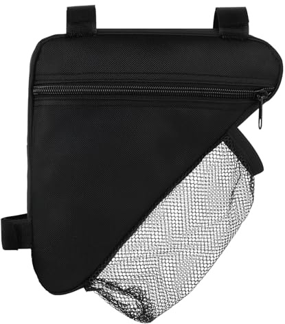 DiULi Bike Frame Bag Large Capacity 20x20x27cm, Waterproof Bicycle Triangle Bag with Mesh Pocket for Water Bottle, Cycling Frame Pack for Mountain Road Bike - Black