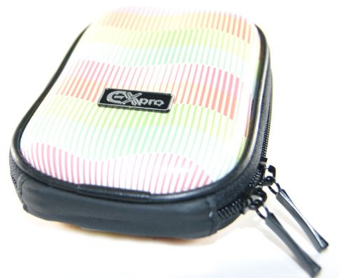 Ex-Pro® Expression Collection - Rainbow Lines Pink - Hard Clam Shock proof Digital Camera Case Bag CR5053C for Canon Powershot / Ixus 30, 40, 50, 55, 60, 65, 70, 75, 80 IS, 85 IS, 90 IS, 95 IS, 100 IS, 105, 107, 110 IS, 120 IS, 130, 200 IS, 210, 300, 300 HS, 300a, 330, 400, 430, 400, 450, 500, 700, 750, 800 IS, 800 TI, 850 IS, 860 IS, 870 IS, 900, 900 Ti, 910 IS, 920 IS, 950 IS, 970 IS, 980 IS, 990 IS, 1000, 2000 IS, 3000 IS, IXY, A480, A490, A495, A1110 IS, A2000, A2100, A3000 IS, A3100 IS, Ixus i, II, IIs, i5, i7, S90, S95, S100, S110, S400, SD40, SD450, SD630, SD750 is, SD800is, SD900, SD1300 IS, SD1300IS, SD1400 IS, SD1400IS, SD3500 IS, SD3500IS, SD4000 IS, TX1, Wireless & More.