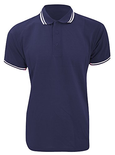 Kustom Kit Mens Tipped Piqué Short Sleeve Polo Shirt (S) (Navy/White)