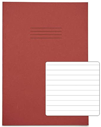 RHINO A4 Exercise Book 48 Page, Red, 8mm Ruled Pages (Pack 100)