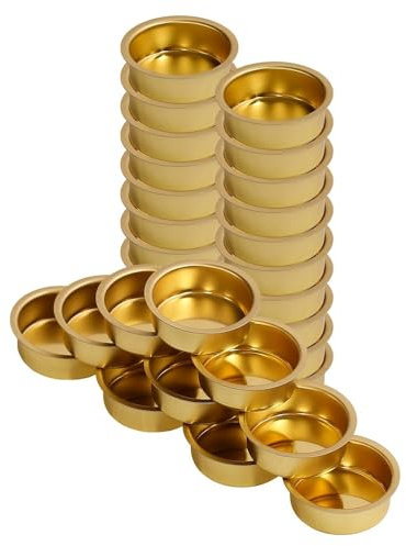 Teelichthalter Messing Ø 40mm / 18mm tief - Teelicht Tülle für Standard Teelichtkerzen. Ein echtes deutsches Qualitätsprodukt., Größe:30er Set