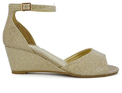 Womens Low Wedge Heel Ankle Strap Sandals Ladies Peep Toe Party Evening Shoes
