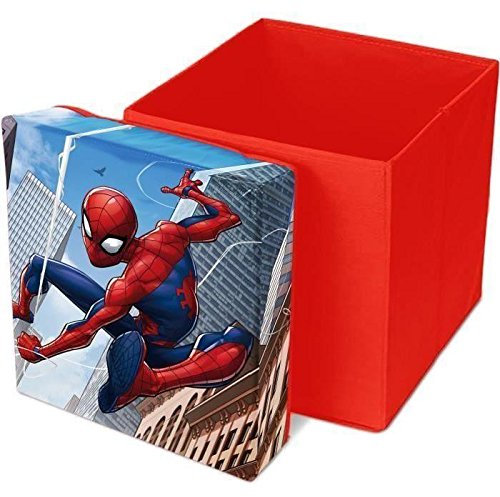 SPIDERMAN Pouf de Rangement Carré - L31xP31xH33 cm