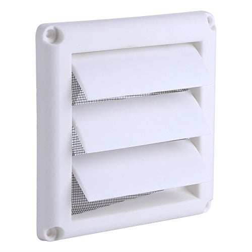 Plastic Air Vent Grille Cover with Flyscreen, 3 Flaps Wall Duct Ventilation Grill (15 x 15 cm)