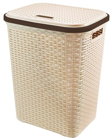 Plastic Laundry Hamper Laundry Basket Bin Pop Up Washing Bag Clothes Organizer Washing Bin (Beige)
