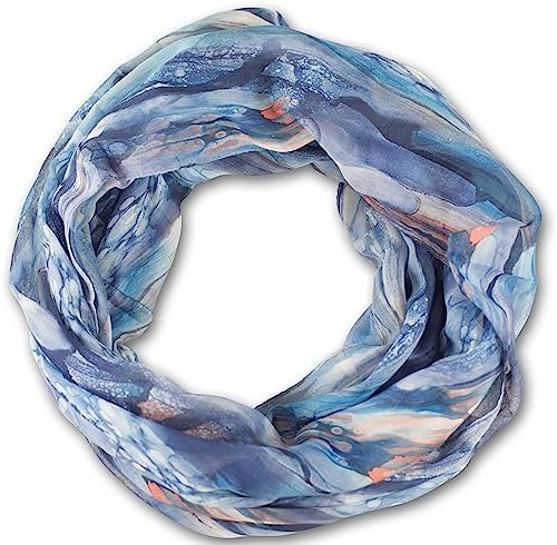 fashionchimp Loop Schlauchschal für Damen mit All-Over-Muster im Batik Style, Crash and Crinkle, Seide (Blau)