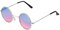 Ultra Monture Argentée Verres Bleus À Roses Lunettes de Soleil Rondes UV400 pour Hommes et Femmes – Petite Lunettes Rondes Rétro Unisexes avec Charnières Confortables à Ressort