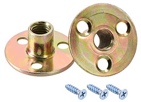 sourcing map M10 Brad Hole T-Nut Kohlenstoffstahl T-Muttern Möbel Hardware Flansch Einsatz Innengewinde mit Schrauben 10 Stück