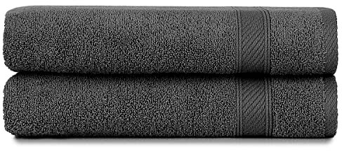 nottoc Badetücher Set Anthrazit Grau Dunklegrau 2 er Pack Baumwolle 70x140 cm, sehr saugfähig, weiches Gefühl Duschtücher, große Duschtuch, Weich Badehantuch