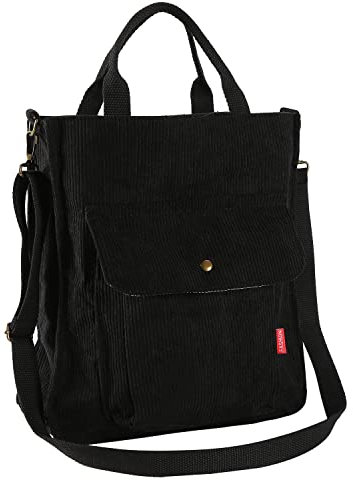 Cord Tasche Damen,Cord Umhängetasche Schultertasche Damen Shopper Lässige Tote Stofftasche für täglichen Gebrauch in Uni,Büro,Schule,Reisen & Einkaufen