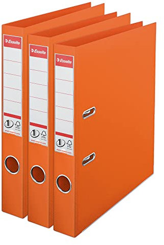 Esselte VIVIDA 624286 Aktenordner, A4, 50 mm Rücken, 250 Blatt Kapazität, PP, Kunststoffdeckel, Aktenordner und Ordner, Orange, 3 Stück, 624286