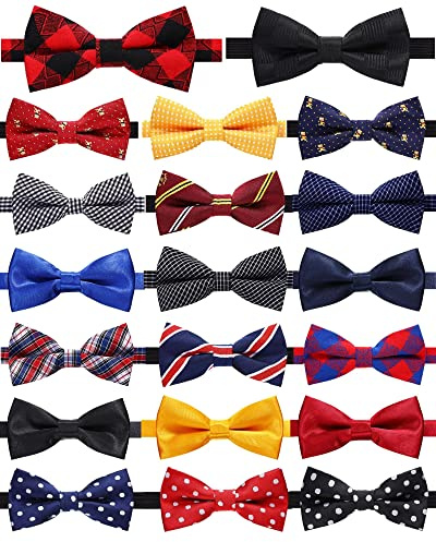 Zhanmai 20 Pcs Boys Bow Ties Pre-tied Bow Ties Bulk with Adjustable Neck Band for Kids Wedding Birthday Party(Classic Style)