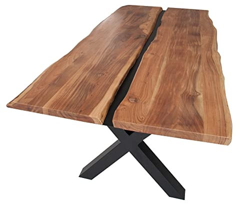 riess-Ambiente.de Massiver Esstisch Amazonas 200cm Akazie Metall schwarz Massivholz Esszimmertisch Holztisch Konferenztisch aus Akazienholz