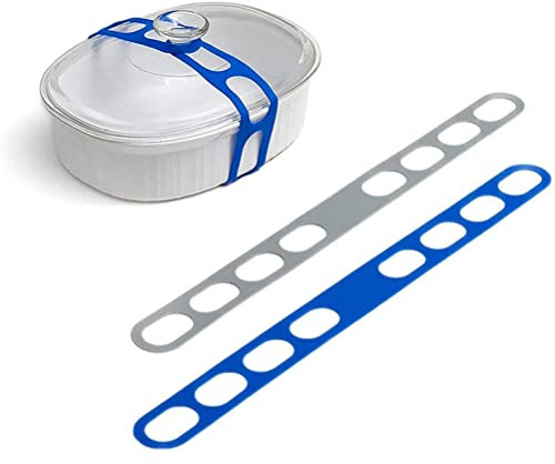 HUSHUI Lid Latch,Crock Pot Lid Strap,2Pcs Crock Pot Lid Elastic Silicone Strap Universal Lid Securing Strap Lid Latch Strap for Casserole Dishes Pots Pans