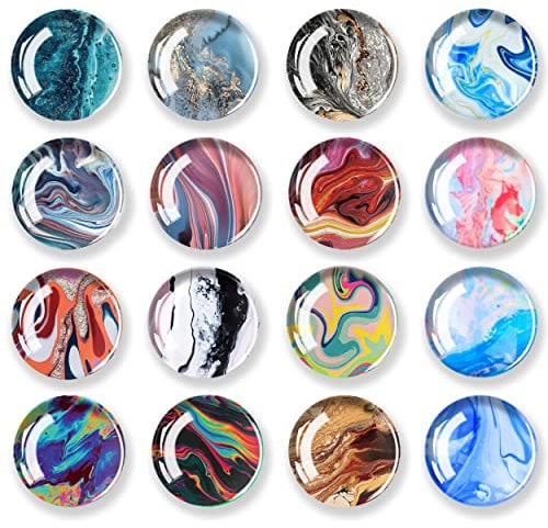 JJ PRIME - 16 Pcs Fridge Magnets | Round Fridge Magnet | Mini Fridge Accessories | Craft Magnets | Small Magnets for Whiteboard, Office. Kitchen and School (Marbles Design A)
