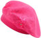 ZLYC Damen Wolle Baskenmütze Klassische Französischen Barett Warm Beret Mütze(Blume Pink)