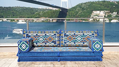 Königsblaues Ecksofa-Sitzset, arabisches Sofa-Set, orientalische Bodenbestuhlung, Wohnzimmersofa, Sofabezüge, Sofabezüge, Schlafsofa